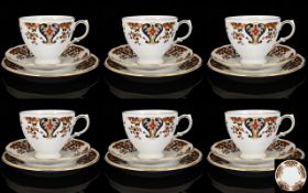 Colclough Bone China Set Of Six Trios Each in good condition, pattern number 8525.