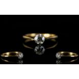 Antique Period 18ct Gold Single Stone Diamond Ring, Marked 18ct, Old Cut Diamond,