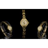 Technos -17 Jewels Incabloc Manual Wind Ladies 9ct Gold Bracelet Watch, Both Watch Case and Bracelet