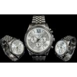 Michael Kors MK 8405 Lexington Steel Mens Chronograph Watch, Features Silver Dial,