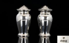 Art Deco Period - Stylish Matched Pair of Silver Pepperettes of Nice Form. Hallmark Birmingham 1930.