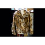 Fox Fur Ladies Short Jacket fully lined in polysatin with floral decoration. With hook and eye