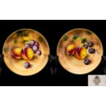 Royal Worcester Good Quality Pair of Hand Painted ' Fruits ' Pin Dishes.