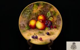 Royal Worcester Superb Quality Signed ' Fruits ' Cabinet Plate ' Apples and Berries ' Still Life.