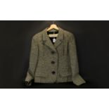 Christian Dior Vintage Wool Jacket Short jacket in monochrome striped wool blend with revere collar,