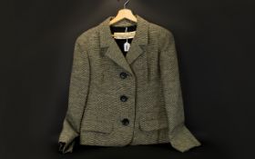 Christian Dior Vintage Wool Jacket Short jacket in monochrome striped wool blend with revere collar,