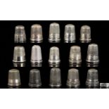 Antique Period - Good Collection of White Metal Thimbles ( 15 ) In Total.