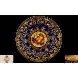 Royal Worcester Superb Quality Hand Painted Cabinet Plate - The Central Panel with Hand Painted '