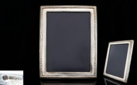 Elizabeth II Silver Photo Frame of Rectangular Shape with Reeded Border. Velvet Back.