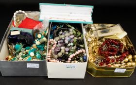 A Large Collection Of Beaded Costume Jewellery Three boxes,