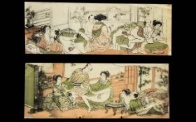 Early 20th Century Oriental Erotic Printed Illustrations Two in total,