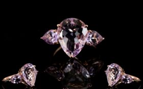 Rose de France Amethyst Pear Cut Ring, a 7.