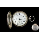 Edwardian Period Key-wind Full Hunter Silver Pocket Watch, Hallmark London 1904,