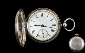 Edwardian Period Key-wind Full Hunter Silver Pocket Watch, Hallmark London 1904,