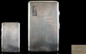 Art Deco Period Superb Quality Solid Silver Rectangular Shaped Gentleman's Cigarette Case,