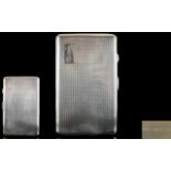 Art Deco Period Superb Quality Solid Silver Rectangular Shaped Gentleman's Cigarette Case,