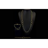 Contemporary Sterling Silver Vermeil Necklace And Bracelet Suite Three items in total, each marked