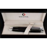 Sheaffer Chrome Plate Trim Ball Point Pen/Pencil Set complete with black case. As new condition.