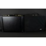 Good Quality Black Leather Briefcase with suedette beige interior, complete with compartments,