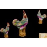 Chinese Export - 19th Century Hand Painted Famille Rose - Ceramic Rooster Figure,