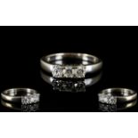 18ct White Gold Attractive and Quality 3 Stone Diamond Ring, Contemporary Design, Clean Lines,