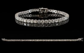 18ct White Gold Diamond Tennis Bracelet, Set With 48 Round Cut Diamonds, Estimated Diamond Weight