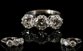 18ct White Gold and Platinum Set Superb Quality 3 Stone Diamond Ring,