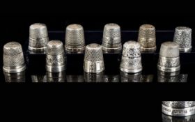 Antique Period Collection of Fine Quality Sterling Silver Thimbles,