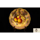 Royal Worcester Good Quality Hand Painted ' Fruits ' Cabinet Plate ' Apples and Grapes ' Still Life.