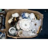 A Mixed Box Of Ceramics And Decorative Items Large box to include various cabinet plates, chargers,