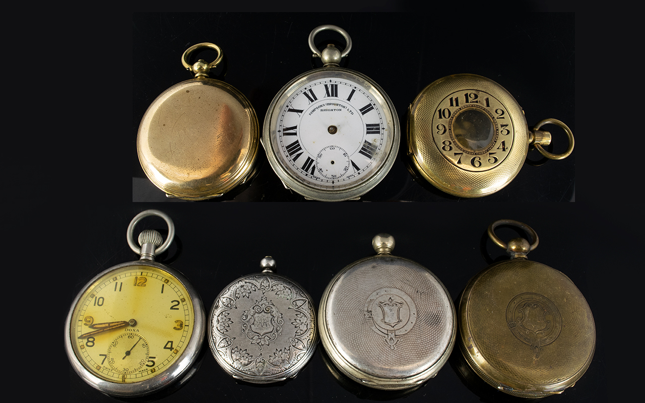 A Mixed Collection Of Pocket Watches And Cases Seven items in total to include three white metal