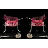 Victorian Period - Nice Quality Pair of Cranberry Glass Sweetmeat Dishes,