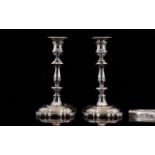 George II Style Pair of High Quality and Decorative Solid Silver Candlesticks,