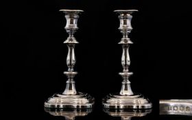 George II Style Pair of High Quality and Decorative Solid Silver Candlesticks,