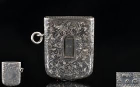 Victorian Period - Rare Superb Quality Solid Silver Vesta Case, Open and Shuts with Function,