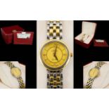 Ladies Omega De Ville Wrist Watch Bi-metal watch, gold chapter dial with baton and Roman numerals,