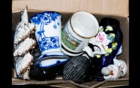 A Mixed Lot Of Collectibles To include Gardeners Prayer mug, Royal Doulton vase, model of ship,