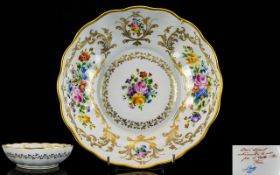 Antique Paris Designed Limoges Bowl Fluted edge bowl with white ground and hand painted floral posy