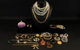 A Mixed Collection Of Vintage And Contemporary Costume Jewellery A varied lot to include several