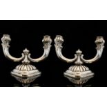 Art Nouveau Period Stylish Pair of Silver Twin Branch Candelabra ' Tulip Bud ' Design. c.1900.