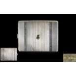 Gerorge V Solid Silver Cigarette Case Regency stripe design, solid construction,