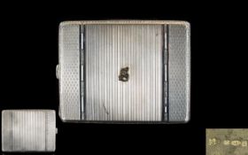 Gerorge V Solid Silver Cigarette Case Regency stripe design, solid construction,