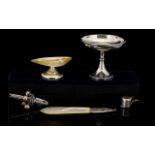 A Small Mixed Lot Of Silver And Mixed Metal Items Comprising a silver handle mother of pearl page