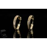Contemporary Designed 14ct Gold - Earrings of Attractive Form Marked 585 - 14ct.