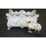 A Victorian Style White Painted Planter Rectangular form with fluted edges and shell detail to body,