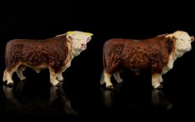 A Pair Of Melba Ware Hereford Bull Figures Two large figures, each naturalistically modelled,