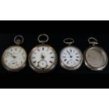 A Mixed Collection Of Silver Pocket Watches And Cases Four items in total, varying designs,