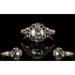 Antique Period 18ct Rose Gold Diamond Set Dress Ring, Pierced Gallery Setting.