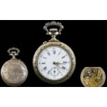 American Superb Quality Repousse Case Mechanical Open Faced Pocket Watch. c.1900 - 1910.