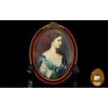 19th Century Superb Quality Hand Painted and Signed Portrait Miniature on Bone / Ivory of a Young